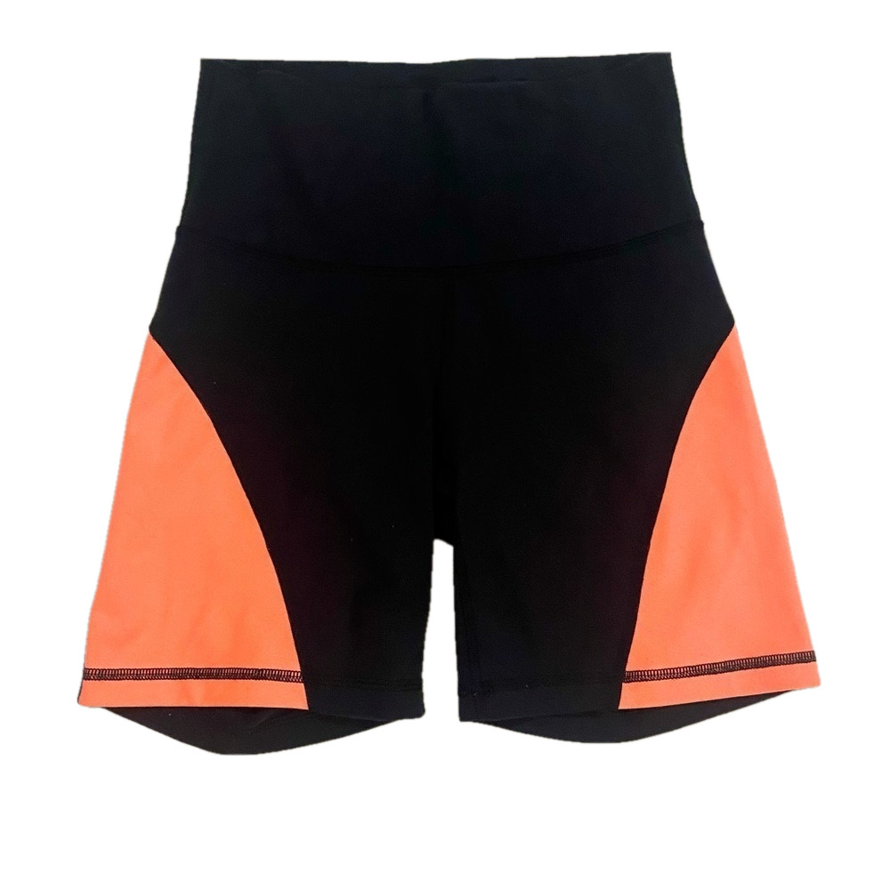 TNA high rise black and orange biker  summer workout shorts